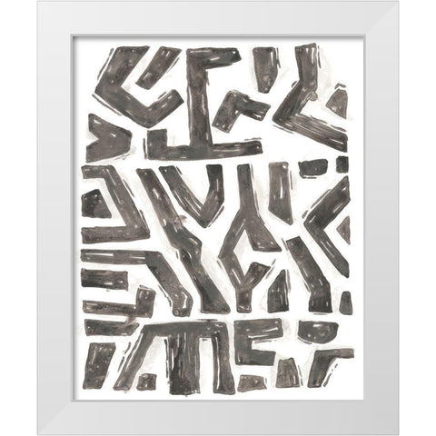Tribal Geometry III White Modern Wood Framed Art Print by Vess, June Erica