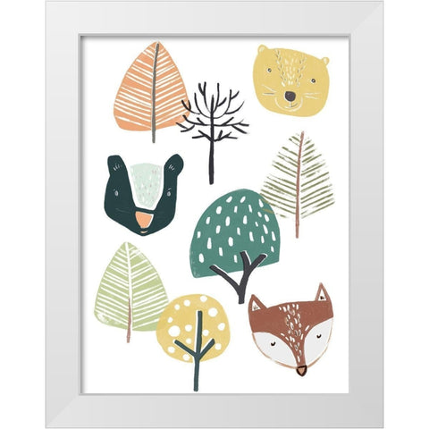 Woodland Faces I White Modern Wood Framed Art Print by Vess, June Erica