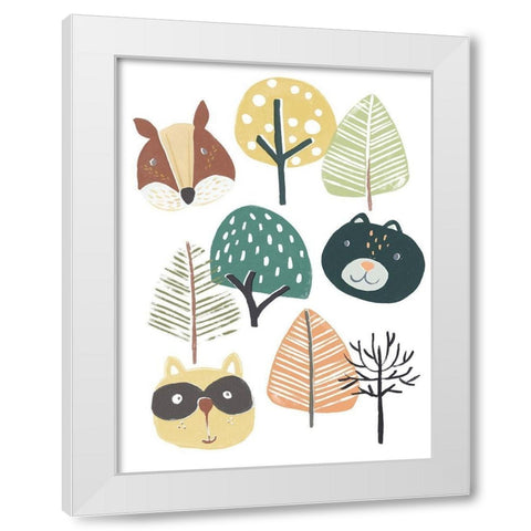 Woodland Faces II White Modern Wood Framed Art Print by Vess, June Erica