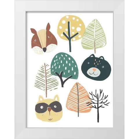 Woodland Faces II White Modern Wood Framed Art Print by Vess, June Erica
