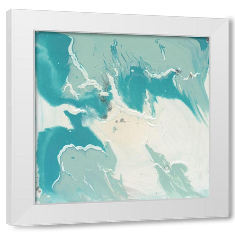 Marbled Aqua I White Modern Wood Framed Art Print by Harper, Ethan