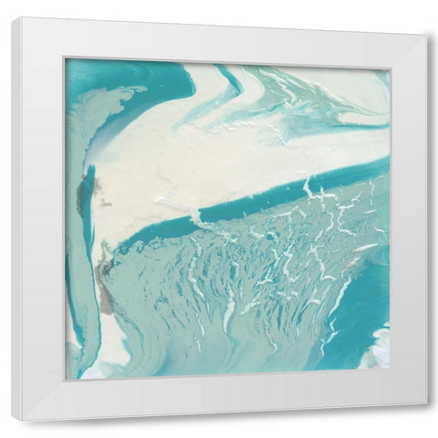 Marbled Aqua II White Modern Wood Framed Art Print by Harper, Ethan