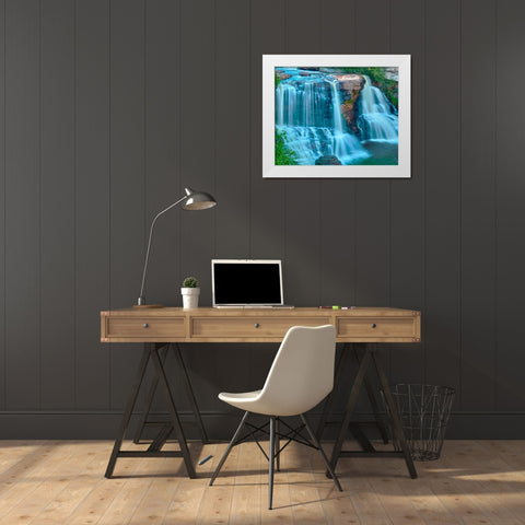 Waterfall Portrait II White Modern Wood Framed Art Print by McLoughlin, James