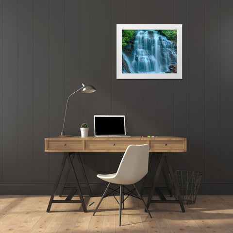 Waterfall Portrait III White Modern Wood Framed Art Print by McLoughlin, James