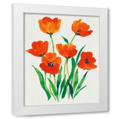 Red Tulips in Bloom I White Modern Wood Framed Art Print by OToole, Tim