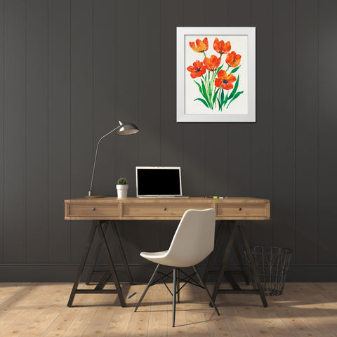 Red Tulips in Bloom II White Modern Wood Framed Art Print by OToole, Tim