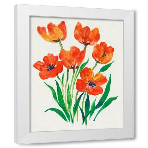 Red Tulips in Bloom II White Modern Wood Framed Art Print by OToole, Tim