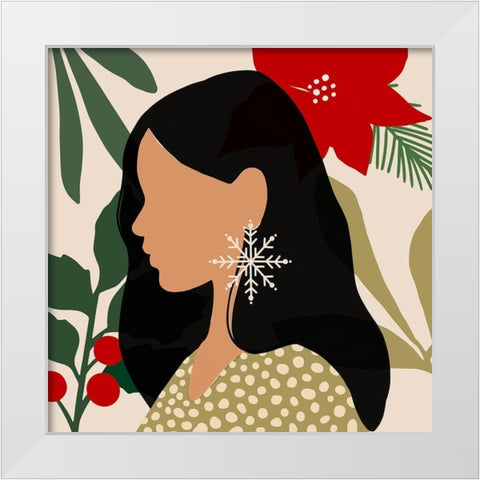 Christmas Earring II White Modern Wood Framed Art Print by Barnes, Victoria