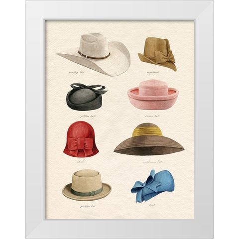 Vintage Hats I White Modern Wood Framed Art Print by Popp, Grace