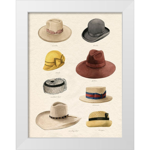 Vintage Hats II White Modern Wood Framed Art Print by Popp, Grace