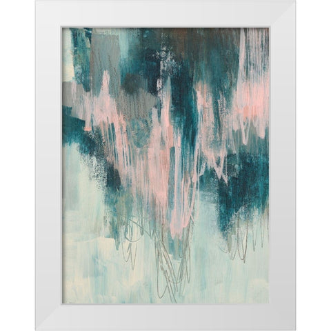 Blush Cascade I White Modern Wood Framed Art Print by Goldberger, Jennifer