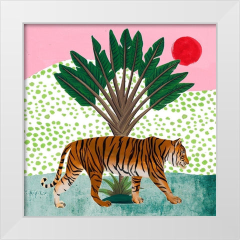 Tiger at Sunrise I White Modern Wood Framed Art Print by Wang, Melissa