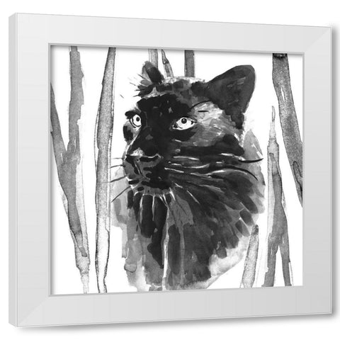 Still Cat I White Modern Wood Framed Art Print by Warren, Annie