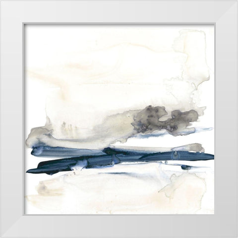 Navy Horizon Line I White Modern Wood Framed Art Print by Goldberger, Jennifer