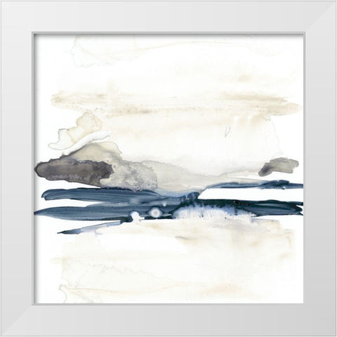 Navy Horizon Line II White Modern Wood Framed Art Print by Goldberger, Jennifer
