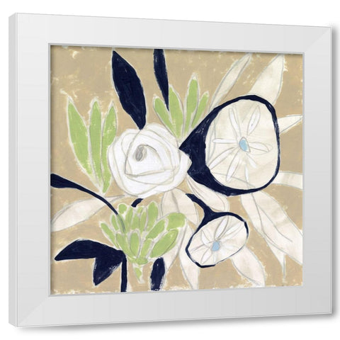 Navy Bouquet Sketch II White Modern Wood Framed Art Print by Vess, June Erica