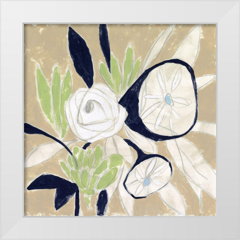 Navy Bouquet Sketch II White Modern Wood Framed Art Print by Vess, June Erica