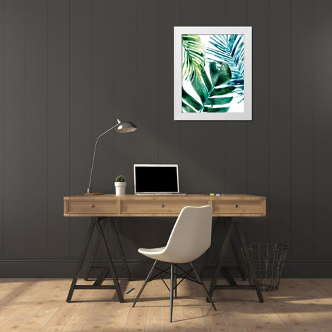 Tropical Leaf Medley I White Modern Wood Framed Art Print by Vess, June Erica