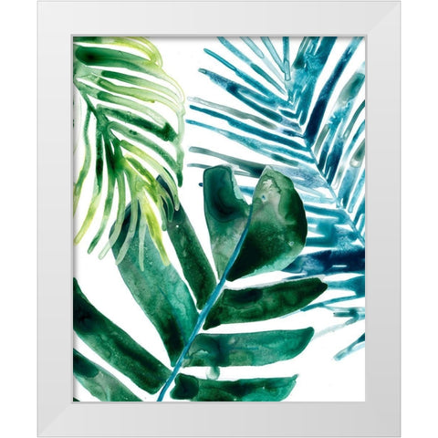 Tropical Leaf Medley I White Modern Wood Framed Art Print by Vess, June Erica