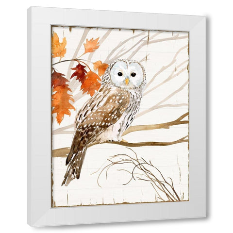 Harvest Owl I White Modern Wood Framed Art Print by Borges, Victoria
