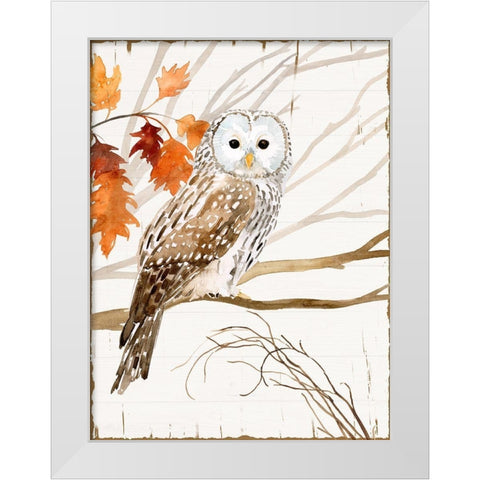 Harvest Owl I White Modern Wood Framed Art Print by Borges, Victoria