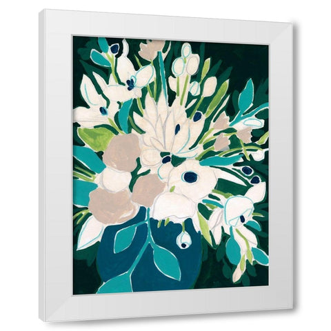 Blue Bloom Sketch I White Modern Wood Framed Art Print by Vess, June Erica