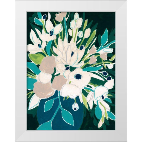 Blue Bloom Sketch I White Modern Wood Framed Art Print by Vess, June Erica