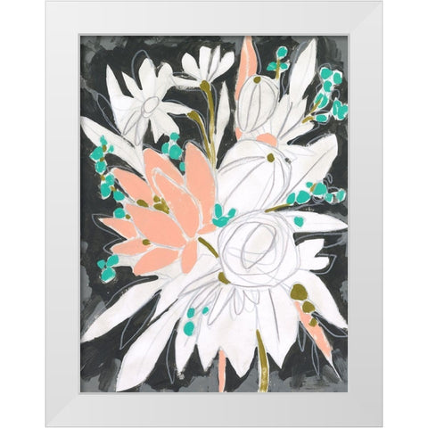 Charcoal Bouquet II White Modern Wood Framed Art Print by Vess, June Erica