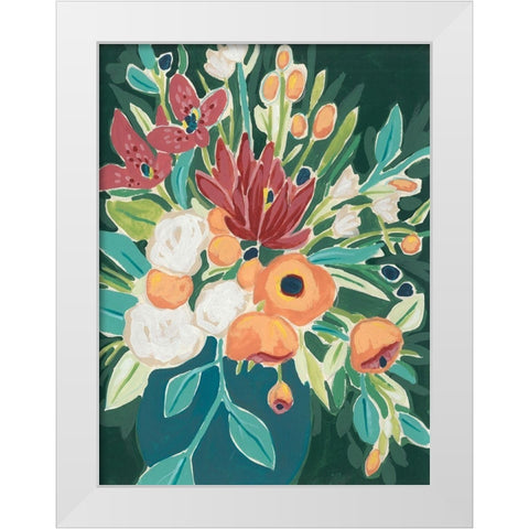 Blissful Bouquet I White Modern Wood Framed Art Print by Vess, June Erica