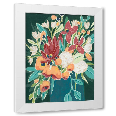 Blissful Bouquet II White Modern Wood Framed Art Print by Vess, June Erica