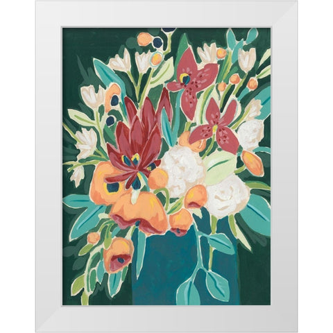 Blissful Bouquet II White Modern Wood Framed Art Print by Vess, June Erica