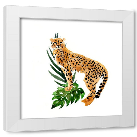 Cheetah Outlook II White Modern Wood Framed Art Print by Warren, Annie