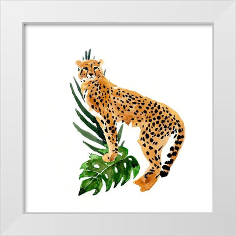 Cheetah Outlook II White Modern Wood Framed Art Print by Warren, Annie