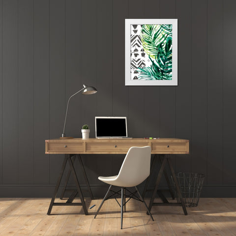 Palm Pattern I White Modern Wood Framed Art Print by Vess, June Erica