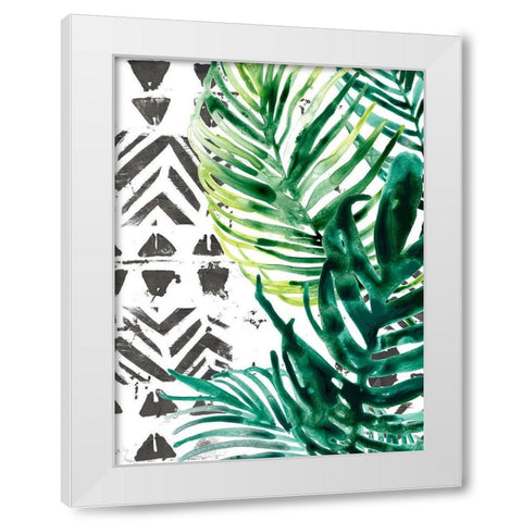 Palm Pattern I White Modern Wood Framed Art Print by Vess, June Erica