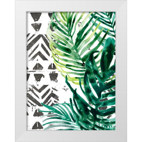 Palm Pattern I White Modern Wood Framed Art Print by Vess, June Erica