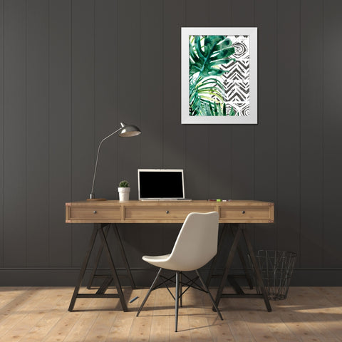 Palm Pattern II White Modern Wood Framed Art Print by Vess, June Erica