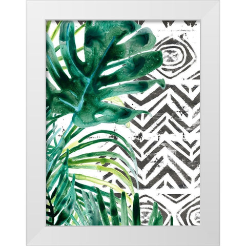 Palm Pattern II White Modern Wood Framed Art Print by Vess, June Erica