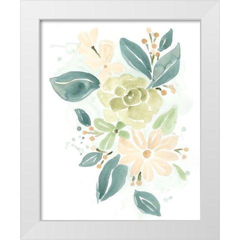 Spring Greens I White Modern Wood Framed Art Print by Vess, June Erica