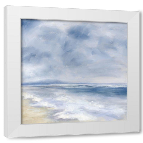 Waters Edge White Modern Wood Framed Art Print by Keusder, Danusia
