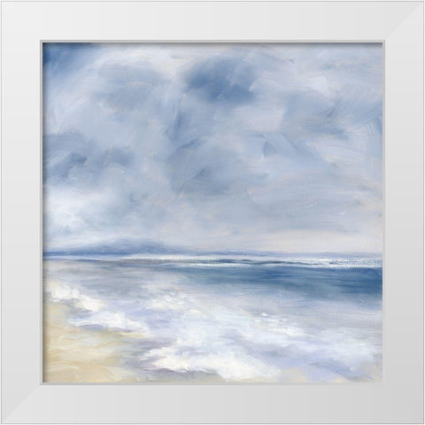 Waters Edge White Modern Wood Framed Art Print by Keusder, Danusia