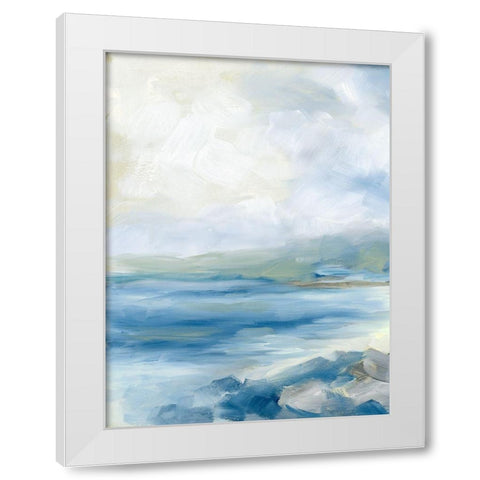 Rocky Shoreline White Modern Wood Framed Art Print by Keusder, Danusia