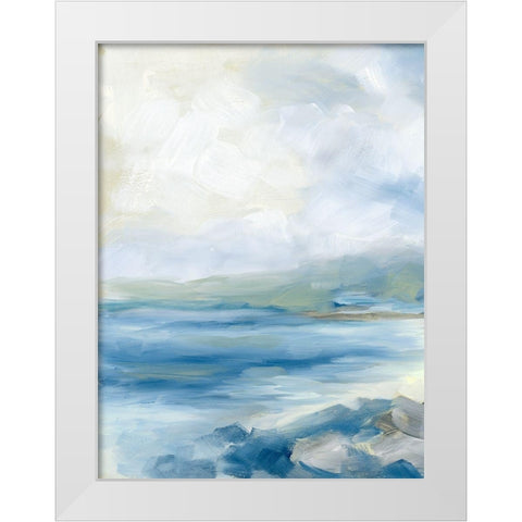 Rocky Shoreline White Modern Wood Framed Art Print by Keusder, Danusia