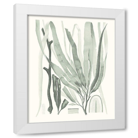 Sage Green Seaweed II White Modern Wood Framed Art Print by Vision Studio