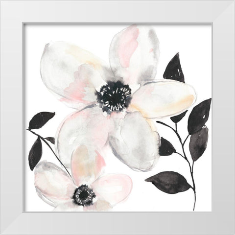 Black and Blush Anemone II White Modern Wood Framed Art Print by Goldberger, Jennifer