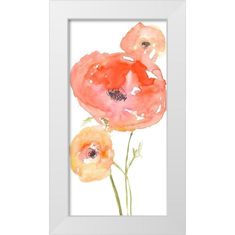Neon Poppies I White Modern Wood Framed Art Print by Goldberger, Jennifer