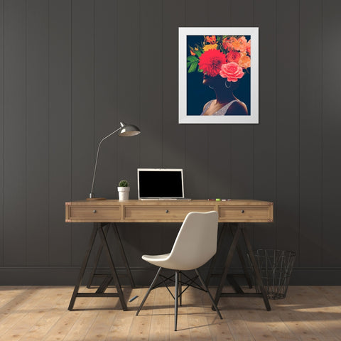 Fleur Collage I White Modern Wood Framed Art Print by Borges, Victoria