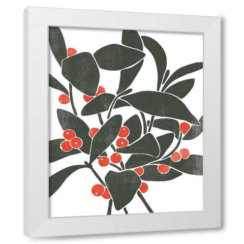 Colorblock Berry Branch I White Modern Wood Framed Art Print by Scarvey, Emma
