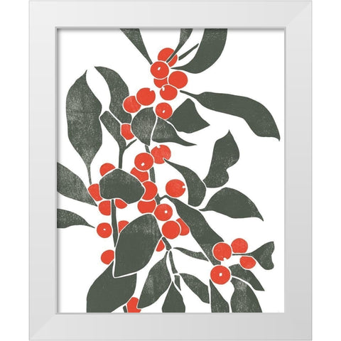 Colorblock Berry Branch IV White Modern Wood Framed Art Print by Scarvey, Emma