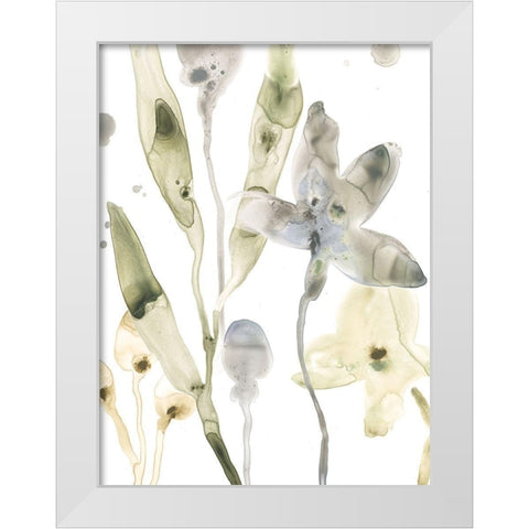 Stone Moss Stems I White Modern Wood Framed Art Print by Vess, June Erica